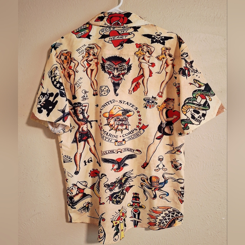 Jerry Sailor Hawaiian Button Up Shirt Design Men Medium